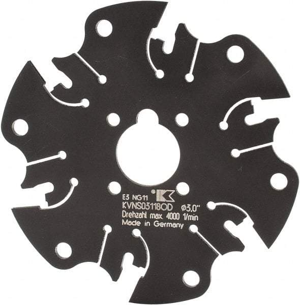 Kennametal - Arbor Hole Connection, 1/8" Cutting Width, 7/8" Depth of Cut, 3" Cutter Diam, 5/8" Hole Diam, 6 Tooth Indexable Slotting Cutter - KVNS Toolholder, OD 3118.. Insert - Apex Tool & Supply