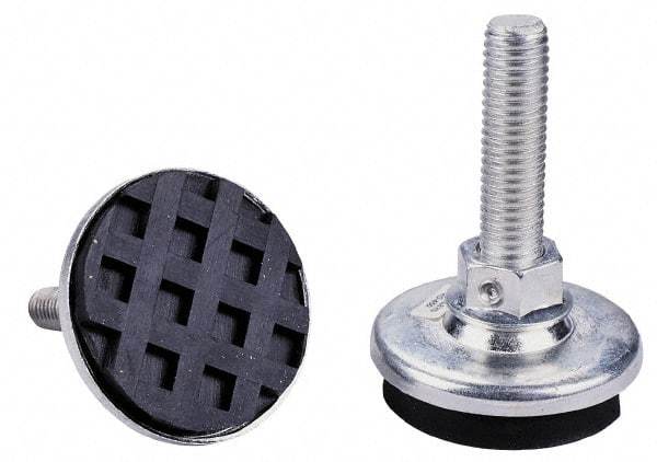 Tech Products - 3/8-16 Bolt Thread, Studded Pivotal Stud Mount Leveling Pad & Mount - 75 Max Lb Capacity, 2-1/8" Base Diam, 1-1/2" Thread Length - Apex Tool & Supply