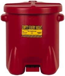Eagle - 14 Gallon Capacity, Polyethylene Oily Waste Can - 18 Inch Long x 22 Inch Wide/Diameter x 21 Inch High, Red, Foot Operated, Approved FM - Apex Tool & Supply