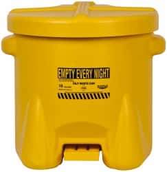 Eagle - 10 Gallon Capacity, Polyethylene Oily Waste Can - 18 Inch Long x 22 Inch Wide/Diameter x 18 Inch High, Yellow, Foot Operated, Approved FM - Apex Tool & Supply