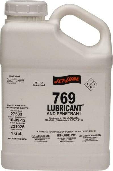 Jet-Lube - 1 Gal Bottle Thin Oily Film Penetrant/Lubricant - Clear Amber, Food Grade - Apex Tool & Supply