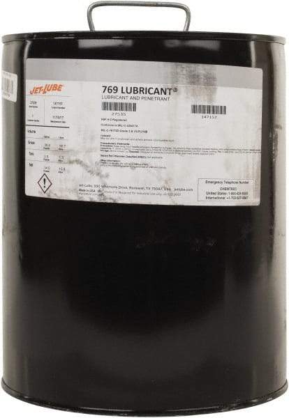 Jet-Lube - 5 Gal Pail Thin Oily Film Penetrant/Lubricant - Clear Amber, Food Grade - Apex Tool & Supply