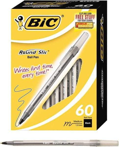 Bic - Ball Point Round Stick Grip Pen - Black - Apex Tool & Supply