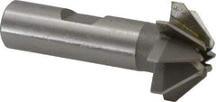 Made in USA - 1" Large x 3/8" Small Diam, 7/16" Width of Cut, 90° Included Angle, 8 Teeth, High Speed Steel Face Angle Cutter - 1/2" Shank Diam, 2-3/16" Overall Length, Weldon Flat - Apex Tool & Supply