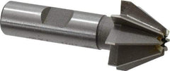 Made in USA - 1" Large x 3/8" Small Diam, 11/16" Width of Cut, 60° Included Angle, 8 Teeth, Cobalt Face Angle Cutter - 1/2" Shank Diam, 2-13/32" Overall Length, Weldon Flat - Apex Tool & Supply