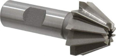 Made in USA - 1-1/4" Large x 1/2" Small Diam, 25/32" Width of Cut, 60° Included Angle, 10 Teeth, Cobalt Face Angle Cutter - 5/8" Shank Diam, 2-21/32" Overall Length, Weldon Flat - Apex Tool & Supply