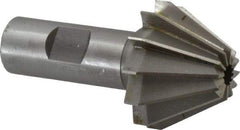 Made in USA - 1-5/8" Large x 5/8" Small Diam, 11/16" Width of Cut, 60° Included Angle, 12 Teeth, High Speed Steel Face Angle Cutter - 3/4" Shank Diam, 3-1/16" Overall Length, Weldon Flat - Apex Tool & Supply