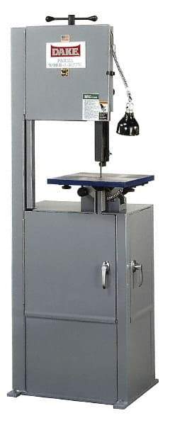Dake - 14 Inch Throat Capacity, Step Pulley Vertical Bandsaw - 70, 140, 270, 540 SFPM, 1 HP, Three Phase - Apex Tool & Supply