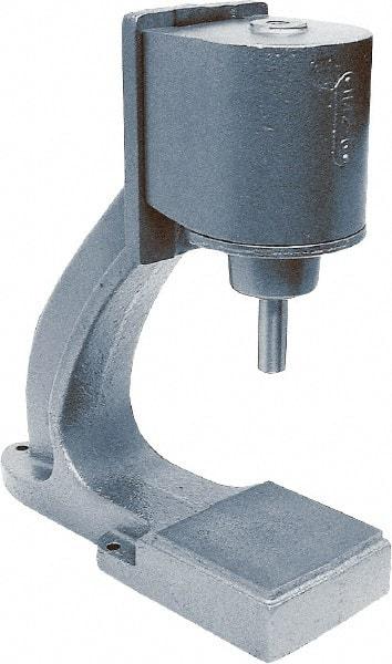 Mead - 1-1/4" Ram, 8-9/16" Throat Depth, 1-3/4 Ton Pneumatic Arbor Press - 9-15/16" Max Work Height x 8" Max Work Width, 6" Base Width x 19-1/2" Base Depth - Apex Tool & Supply