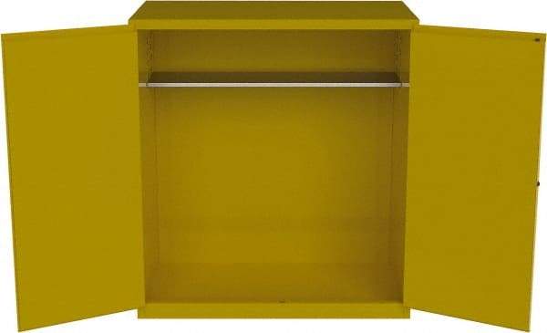 Jamco - 59" Wide x 34" Deep x 65" High, Steel Vertical Drum Cabinet with 3 Point Key Lock - Yellow, Manual Closing Door, 2 Shelves, 2 Drums - Apex Tool & Supply