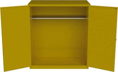 Jamco - 59" Wide x 34" Deep x 65" High, Steel Vertical Drum Cabinet with 3 Point Key Lock - Yellow, Manual Closing Door, 2 Shelves, 2 Drums - Apex Tool & Supply