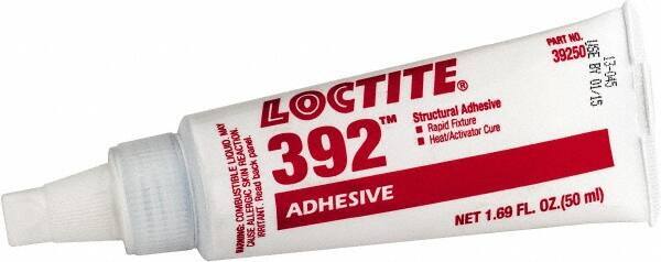 Loctite - 50 mL Tube Two Part Acrylic Adhesive - 15 min Working Time, 2,500 psi Shear Strength, Series 392 - Apex Tool & Supply