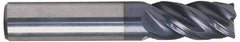 Kennametal - 1", 1-1/2" LOC, 1" Shank Diam, 4" OAL, 4 Flute, Solid Carbide Square End Mill - Single End, TiAlN/TiN/TiAlN Finish, Spiral Flute, 38° Helix, Centercutting, Right Hand Cut, Right Hand Flute, Series HPHV - Apex Tool & Supply