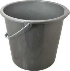 PRO-SOURCE - 10 Qt, Plastic Round Gray Single Pail with Pour Spout - Handle Included - Apex Tool & Supply
