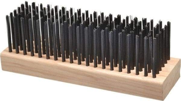 Made in USA - 6 Rows x 19 Columns Wire Scratch Brush - 7" OAL, 1-3/4" Trim Length, Wood Straight Handle - Apex Tool & Supply