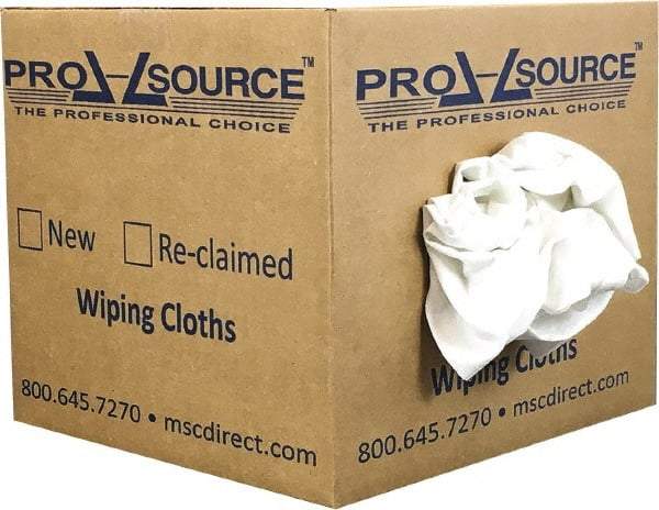 PRO-SOURCE - Virgin Cotton T-Shirt Rag - Lint-Free, White, 3 to 4 Pieces per Lb, Comes in Box - Apex Tool & Supply