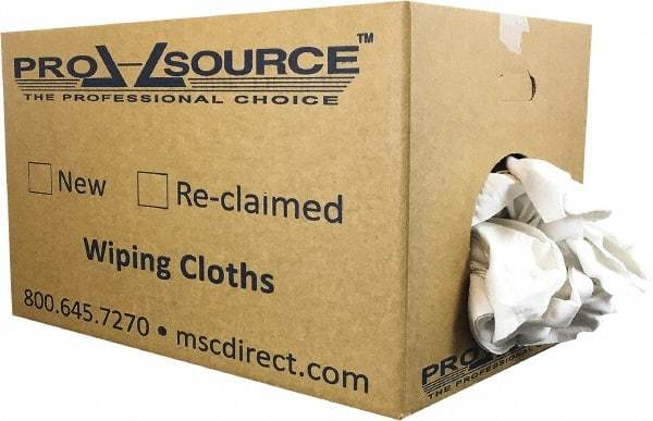 PRO-SOURCE - Virgin Cotton T-Shirt Rag - Lint-Free, White, 3 to 4 Pieces per Lb, Comes in Box - Apex Tool & Supply