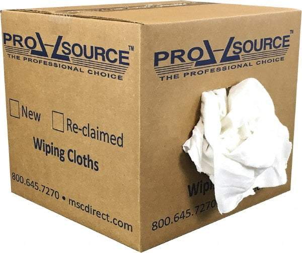 PRO-SOURCE - Reclaimed Cotton T-Shirt Rag - Low Lint, White, 3 to 4 Pieces per Lb, Comes in Box - Apex Tool & Supply