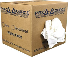 PRO-SOURCE - Reclaimed Cotton T-Shirt Rag - Low Lint, White, 3 to 4 Pieces per Lb, Comes in Box - Apex Tool & Supply