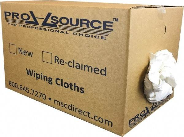 PRO-SOURCE - Reclaimed Cotton T-Shirt Rag - Low Lint, White, 3 to 4 Pieces per Lb, Comes in Box - Apex Tool & Supply