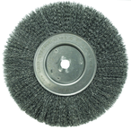10" - Diameter Narrow Face Crimped Wire Wheel; .014" Steel Fill; 1-1/4" Arbor Hole - Apex Tool & Supply