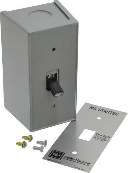 Eaton Cutler-Hammer - 2 Poles, 0.4 to 16 Amp, NEMA, Enclosed Toggle Manual Motor Starter - 60.5mm Wide x 71.9mm Deep x 105.7mm High, 1 hp at 120/240 V, 1 hp at 277 V & 1/4 hp at 32 V, CSA Certified, NEMA 1, UL Listed - Apex Tool & Supply