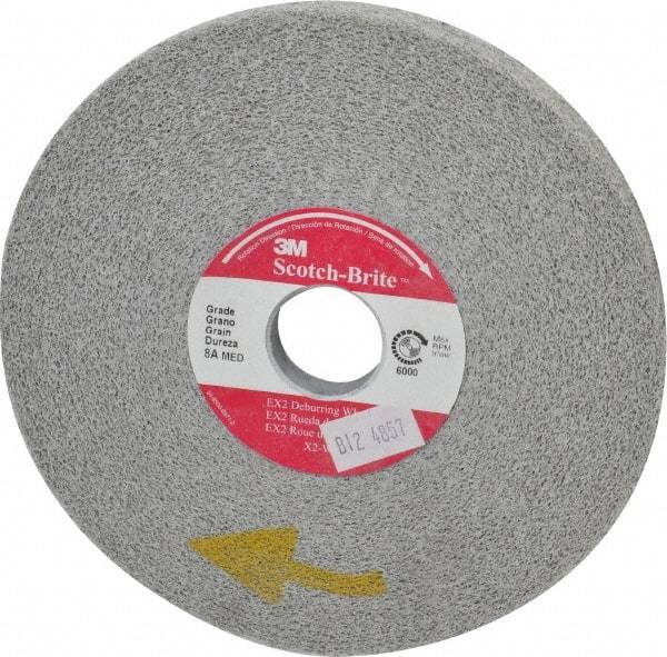 3M - 6" Diam, 1/2" Face Width, 1" Center Hole, Medium Grade, Aluminum Oxide Deburring Wheel - Convolute, Hard Density 8 Grade, 6,000 RPM - Apex Tool & Supply