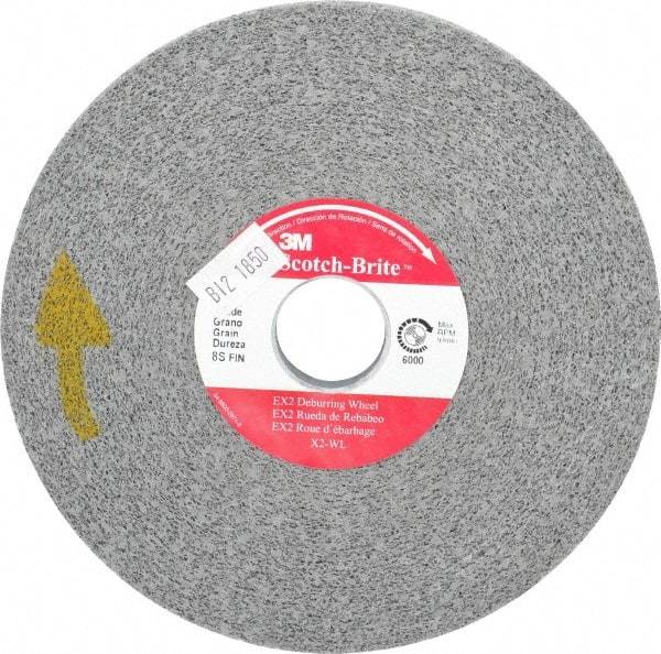 3M - 6" Diam, 1/2" Face Width, 1" Center Hole, Fine Grade, Silicon Carbide Deburring Wheel - Convolute, Hard Density 8 Grade, 6,000 RPM - Apex Tool & Supply
