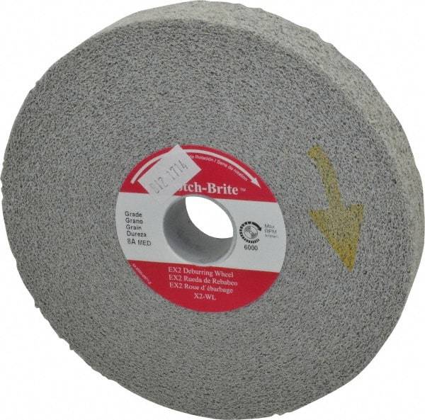 3M - 6" Diam, 1" Face Width, 1" Center Hole, Medium Grade, Aluminum Oxide Deburring Wheel - Convolute, Hard Density 8 Grade, 6,000 RPM - Apex Tool & Supply