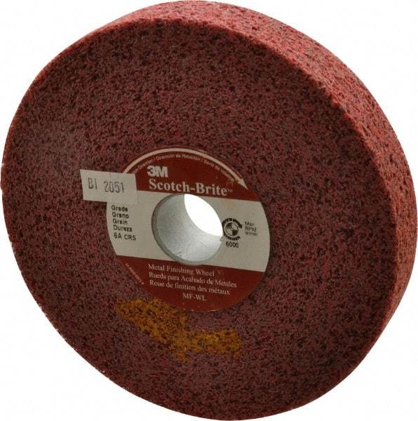 3M - 6" Diam, 1" Face Width, 1" Center Hole, Coarse Grade, Aluminum Oxide Deburring Wheel - Convolute, Hard Density 6 Grade, 6,000 RPM - Apex Tool & Supply