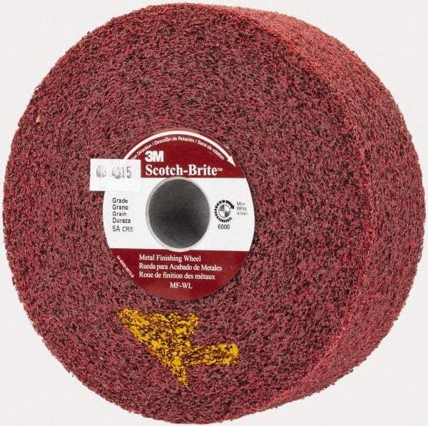 3M - 6" Diam, 2" Face Width, 1" Center Hole, Coarse Grade, Aluminum Oxide Deburring Wheel - Convolute, Medium Density 5 Grade, 6,000 RPM - Apex Tool & Supply