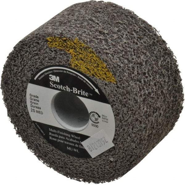 3M - 4" Diam, 2" Face Width, 1" Center Hole, Medium Grade, Silicon Carbide Deburring Wheel - Convolute, Soft Density 2 Grade, 9,000 RPM - Apex Tool & Supply