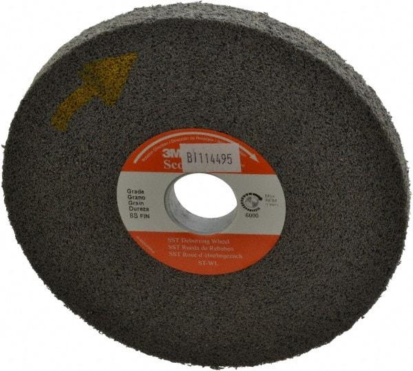 3M - 6" Diam, 1/2" Face Width, 1" Center Hole, Fine Grade, Silicon Carbide Deburring Wheel - Convolute, Hard Density 8 Grade, 6,000 RPM - Apex Tool & Supply
