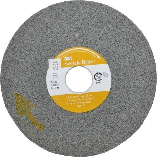 3M - 6" Diam, 1/2" Face Width, 1" Center Hole, Fine Grade, Silicon Carbide Deburring Wheel - Convolute, Soft Density 6 Grade, 6,000 RPM - Apex Tool & Supply