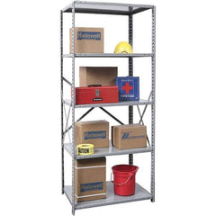 Hallowell - 5 Shelf Starter Unit Box Edge Open Steel Shelving - 800 Lb Capacity, 36" Wide x 87" High x 24" Deep, Gray - Apex Tool & Supply