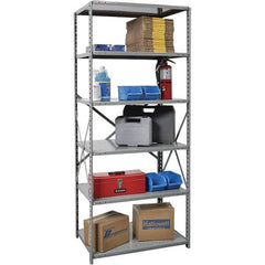 Hallowell - 6 Shelf Starter Unit Box Edge Open Steel Shelving - 800 Lb Capacity, 36" Wide x 87" High x 24" Deep, Gray - Apex Tool & Supply