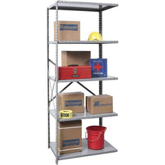 Hallowell - 5 Shelf Add-On Box Edge Open Steel Shelving - 800 Lb Capacity, 36" Wide x 87" High x 24" Deep, Gray - Apex Tool & Supply