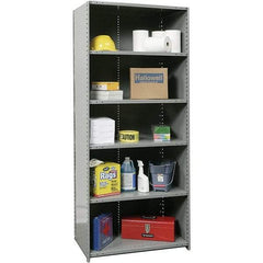 Hallowell - 6 Shelf, 800 Lb. Capacity, Closed Shelving Starter Unit - 36 Inch Wide x 24 Inch Deep x 87 Inch High, Gray - Apex Tool & Supply