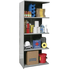 Hallowell - 5 Shelf, 800 Lb. Capacity, Closed Shelving Add-On Unit - 36 Inch Wide x 24 Inch Deep x 87 Inch High, Gray - Apex Tool & Supply