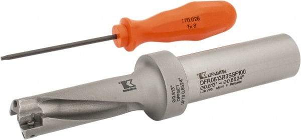 Kennametal - 61.95mm Max Drill Depth, 3xD, 0.813" Diam, Indexable Insert Drill - 2 Inserts, 1" Shank Diam, Flange Shank - Apex Tool & Supply