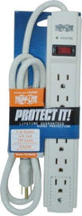 Tripp-Lite - 6 Outlets, 120 Volts, 15 Amps, 4' Cord, Power Outlet Strip - Free Hanging, Keyhole Mount, 5-15P NEMA Configuration, 10.8" Strip, UL1449 3rd Edition - Apex Tool & Supply