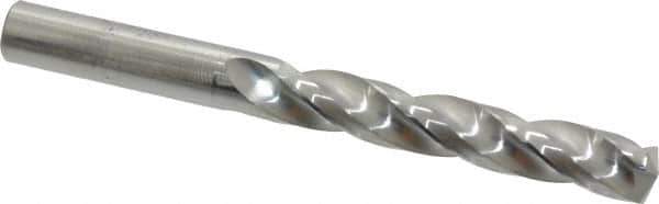 SGS - 7/16" 150° Solid Carbide Jobber Drill - Bright Finish, Right Hand Cut, Spiral Flute, Straight Shank, 4-1/2" OAL, Standard Point - Apex Tool & Supply