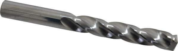 SGS - 31/64" 150° Solid Carbide Jobber Drill - Bright Finish, Right Hand Cut, Spiral Flute, Straight Shank, 4-3/4" OAL, Standard Point - Apex Tool & Supply