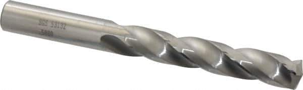 SGS - 1/2" 150° Solid Carbide Jobber Drill - Bright Finish, Right Hand Cut, Spiral Flute, Straight Shank, 4-3/4" OAL, Standard Point - Apex Tool & Supply