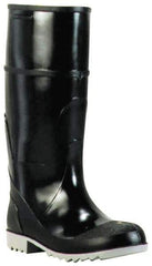 Winter Walking - Size 13 Plain Work Boot - Black, Gray, Polyurethane, PVC Upper, Rubber Outsole, 16" High, Chemical Resistant, Non-Slip, Waterproof - Apex Tool & Supply