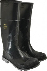 Winter Walking - Size 9 Plain Work Boot - Black, Gray, Polyurethane, PVC Upper, Rubber Outsole, 16" High, Chemical Resistant, Non-Slip, Waterproof - Apex Tool & Supply