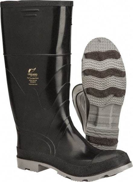 Winter Walking - Men's Size 11 Medium Width Steel Work Boot - Black, Gray, Polyurethane, PVC Upper, Rubber Outsole, 16" High, Chemical Resistant, Non-Slip, Waterproof - Apex Tool & Supply