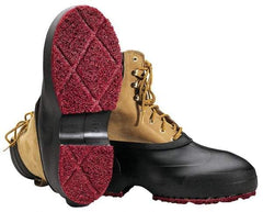 Winter Walking - Men's 6-7.5 (Women's 8-9.5) Traction Overshoes - 4" High, Plain Toe, Nonslip Sole, Rubber Upper, Black - Apex Tool & Supply