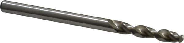 Accupro - #24 130° Parabolic Flute Cobalt Screw Machine Drill Bit - Bright Finish, Right Hand Cut, 0.866" Flute Length, 2.165" OAL, Split Point, Straight Shank - Apex Tool & Supply