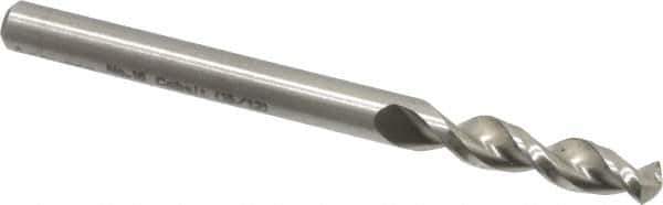 Accupro - #16 130° Parabolic Flute Cobalt Screw Machine Drill Bit - Bright Finish, Right Hand Cut, 0.945" Flute Length, 2.283" OAL, Split Point, Straight Shank - Apex Tool & Supply